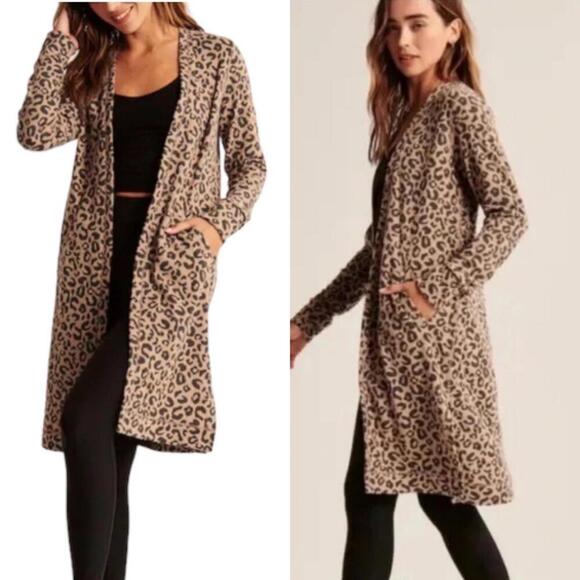Abercrombie & Fitch Soft A&F Leopard Animal Print Duster Cardigan Women Size XS​ - Picture 12 of 12